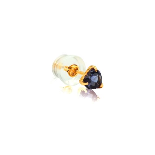 Heart Shaped Stud Earrings in 18k Yellow Gold with Iolite